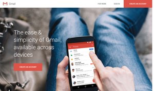 Gmail's about page, 2016-2018